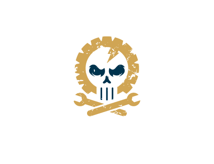 skull in gear with wrench engineering logo