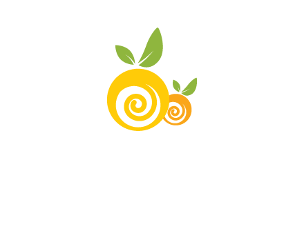 korus in oranges with leaves food logo