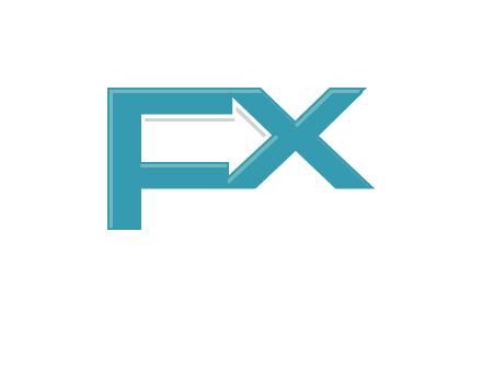 arrow made of letter f and x logo