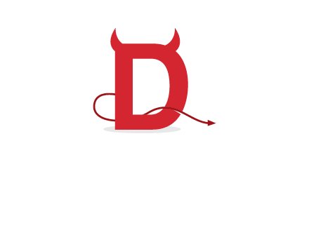 letter d with devil horns logo