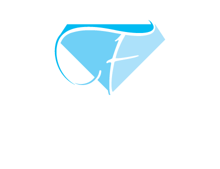 letter f placed in front of a diamond shape logo