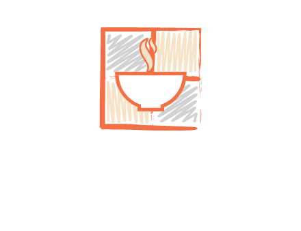 hot bowl in paint effect squares food logo