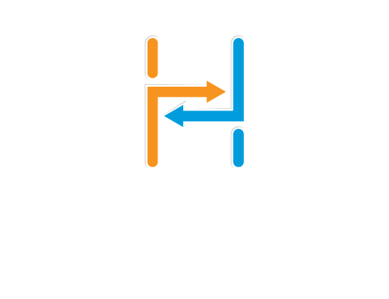 arrow creating letter h logo