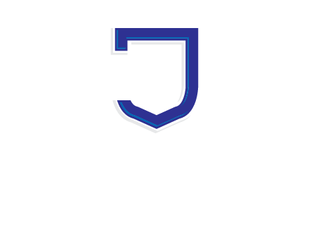 Shield creating letter j logo