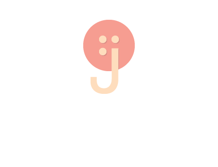 letter j placed in front of a button logo