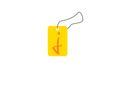 Letter j inside shopping tag graphic