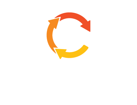 arrows creating letter c logo