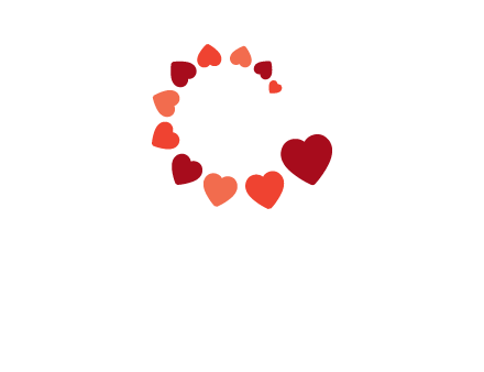 hearts forming letter c logo