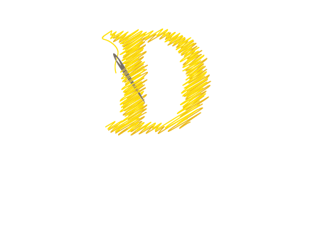 letter d made of thread with needle logo