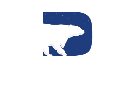 polar bear inside the letter d logo