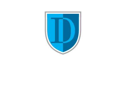 letter d inside the shield logo