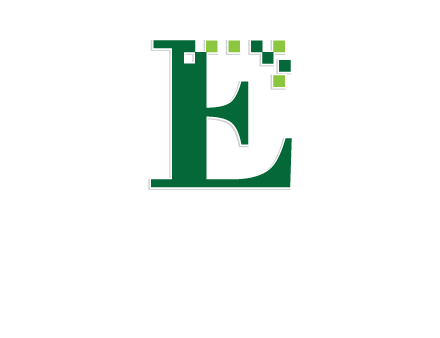 letter e incorporated with technology pixels logo