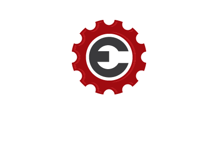 letter e inside the gear logo