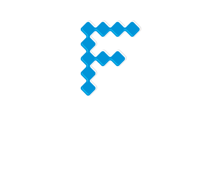 technology squares forming letter f logo