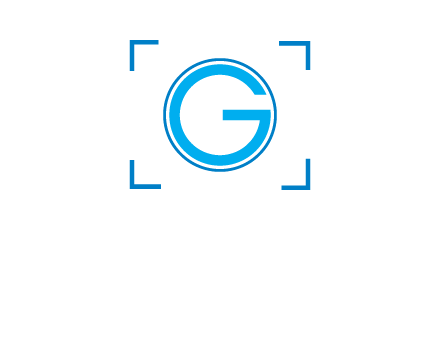 letter g inside circle with focus symbol