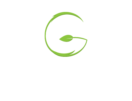 leaf forming letter g logo