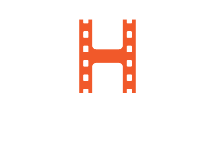 film reel forming letter h logo