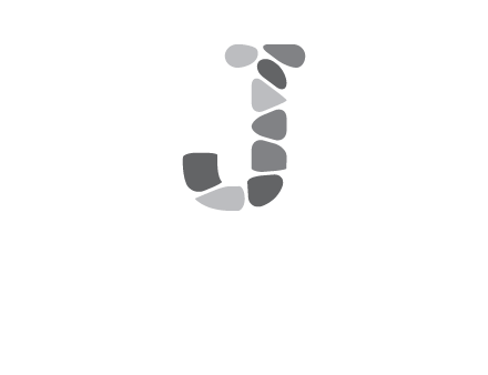 Stones forming letter j logo