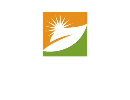 leaf and sun in square environment logo