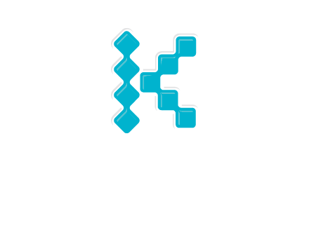 technology squares forming letter k logo