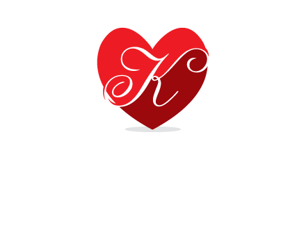 letter k inside heart shape logo