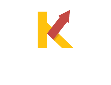 Letter k with arrow up logo