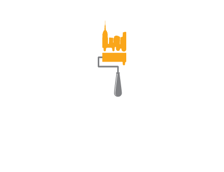 city escape drawn by paint brush logo