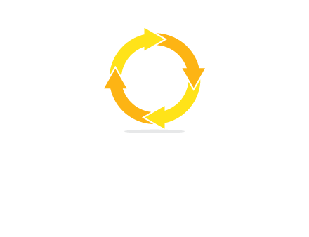 arrows creating a circle in letter o shape logo