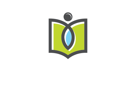 abstract person with book and drop logo