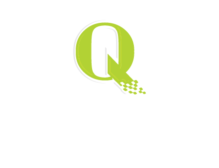 digital pixels inside the letter q logo