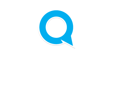 talking bubble is inside the letter q logo