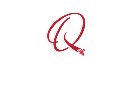 letter q with technology pixels logo