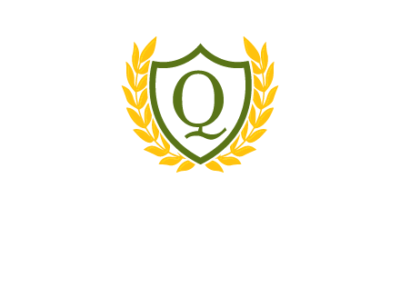 letter q inside emblem with olive leafs