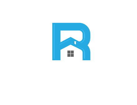 house merged with letter r logo