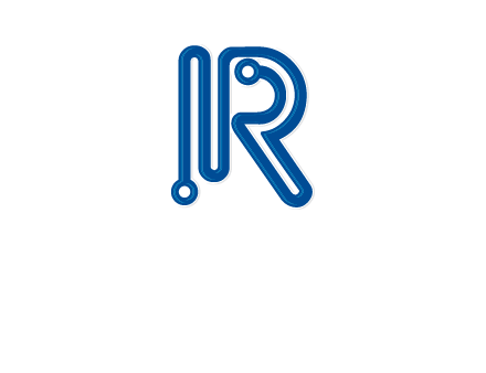 technology wires are shaped as letter R logo