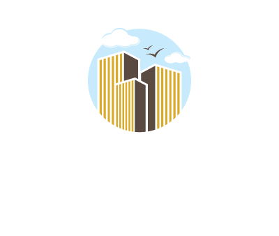 circle sky with buildings logo illustration