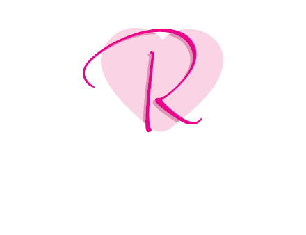 letter r in front of heart shape logo