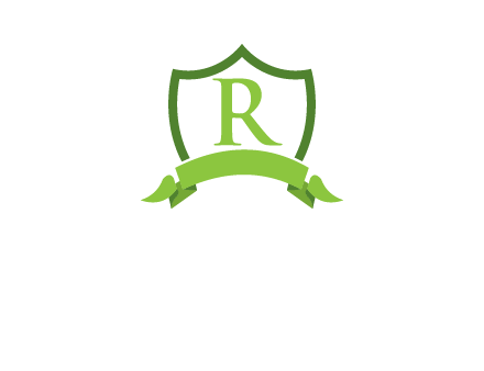 Letter r inside an emblem logo