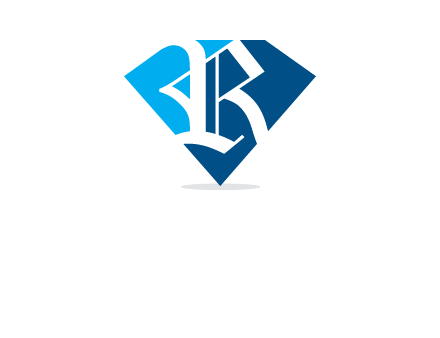 letter r is place in front of a diamond shape logo