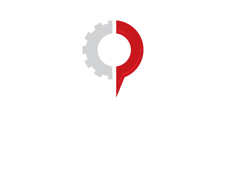 Half gear is incorporated with navigation symbol logo