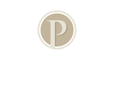 letter p is in front of a circle logo