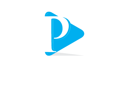 letter p is placed in front of a play button logo