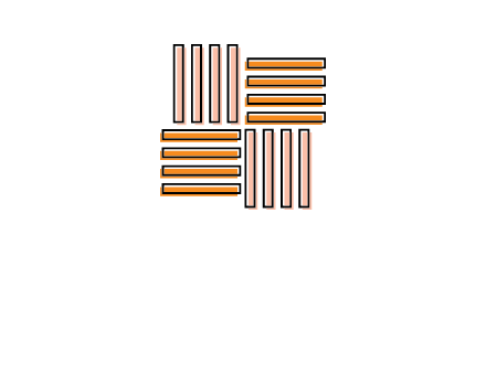 Vertical and horizontal bars in square shape abstract logo