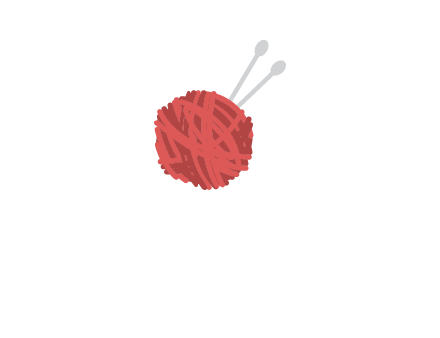 needles inside the yarn ball vector