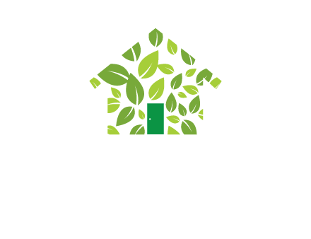 leaves in abstract house real estate logo