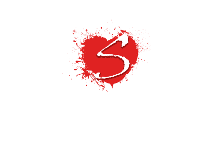 letter s inside the heart splash logo