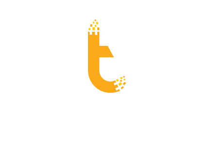 letter t with pixels logo