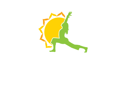 sun flower and woman bending in yoga pose logo