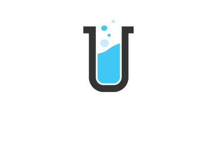 letter u inside test tube icon