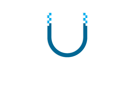 letter u with pixels logo